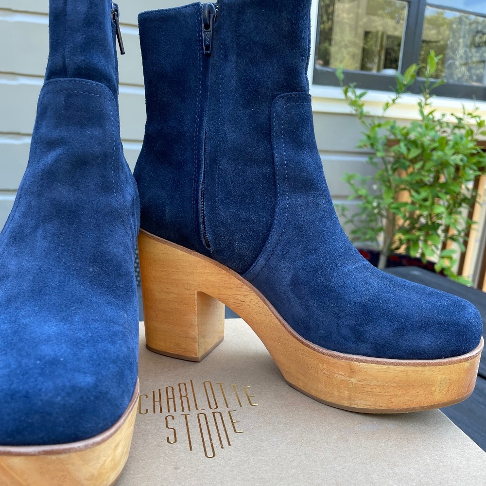 Charlotte Stone PAZ Blue Suede Boots
